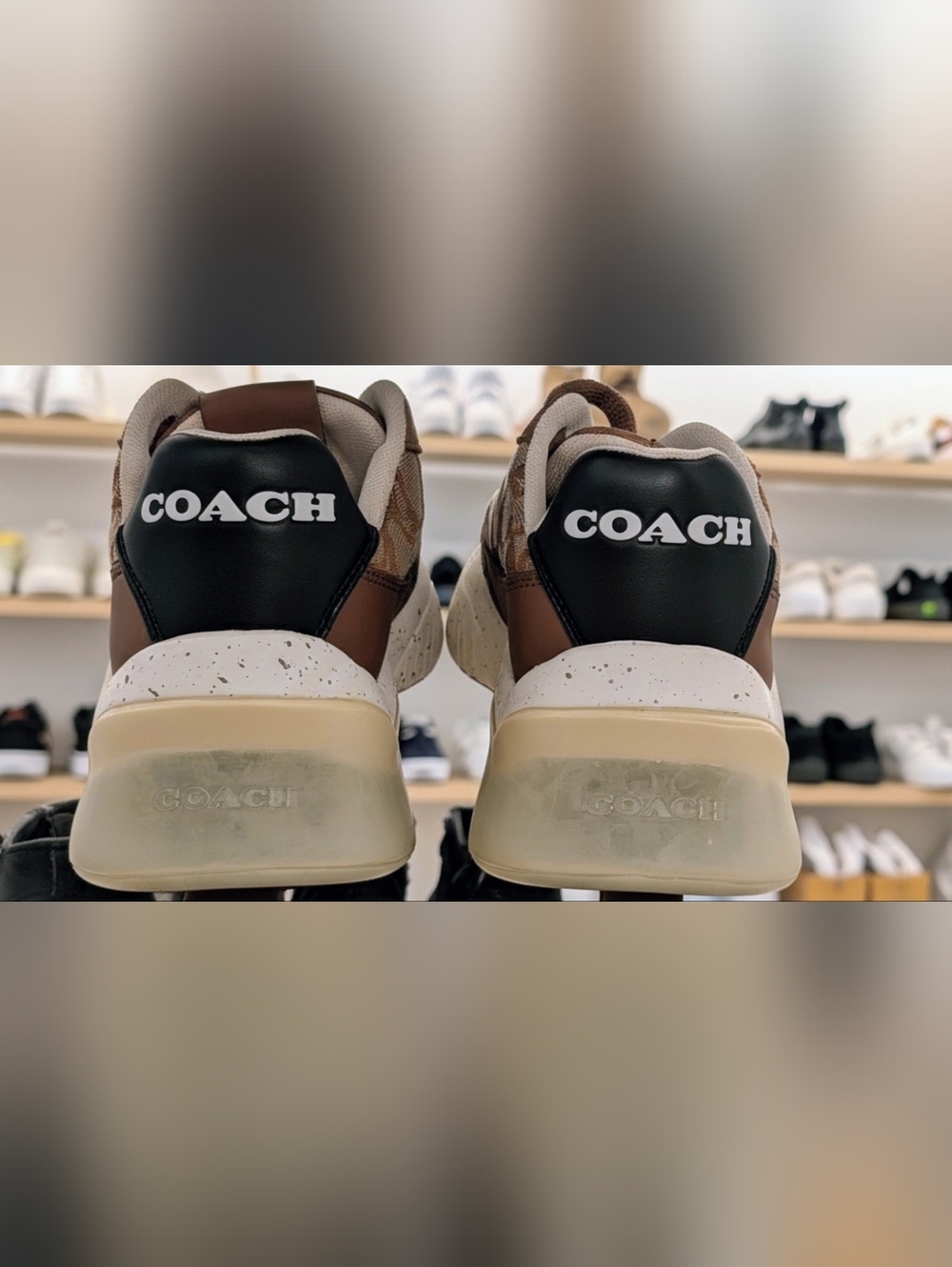 Coach Signature Canvas Sneakers Brown Leather Chunky Runner Size 8.5D - Picture 6 of 7